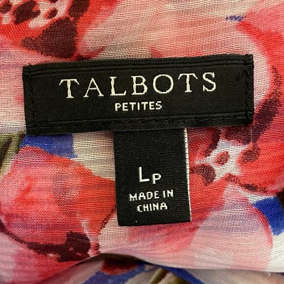 TALBOTS Floral Button Down Blouse Size Large Petite Business Casual Lightweight - Picture 4 of 5